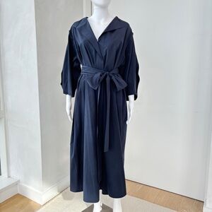 Designer By Bonnie Young Navy Belted Midi Dress M